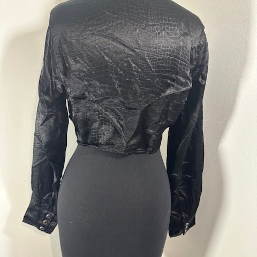 Vintage Guess Black Alligator look Button Up Shirt 8336 - Picture 6 of 11